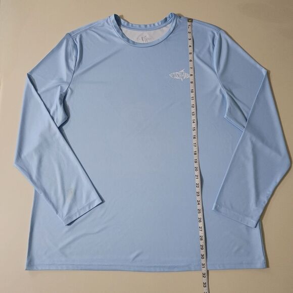 Fish n Vibe Men's Blue Long Sleeve Sun Protection Performance Fishing Tee - Picture 10 of 16